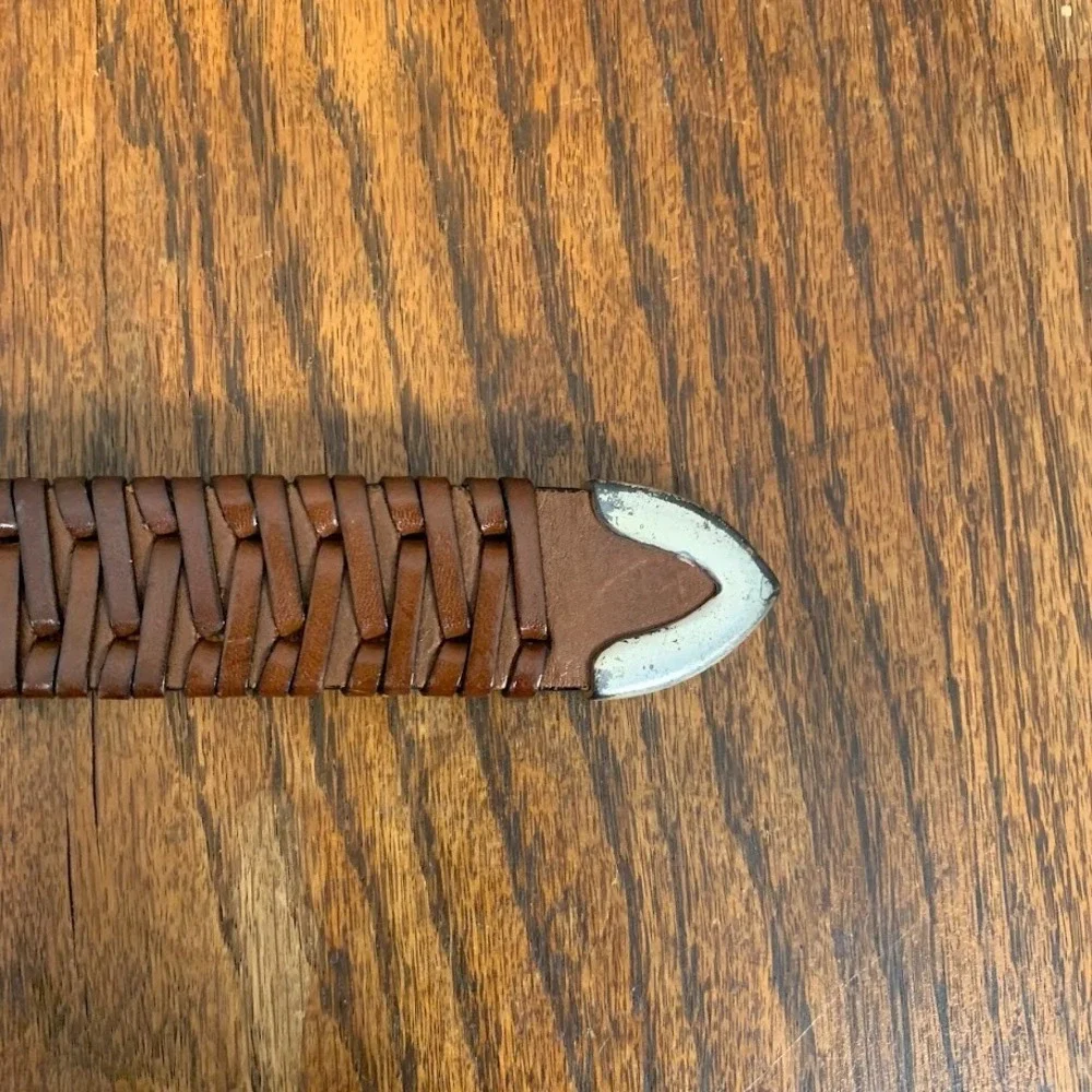 PGA Tour Mens Belt Sz 40 Golf Brown Laced Woven Top Grain Leather 26185